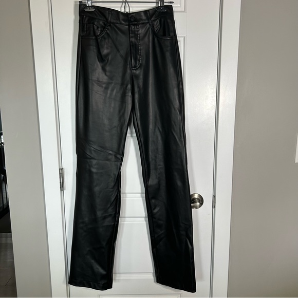 ZARA FAUX LEATHER STRAIGHT PANTS IN SIZE EXTRA SMALL (SIZE 2) IN BLACK - Picture 1 of 12